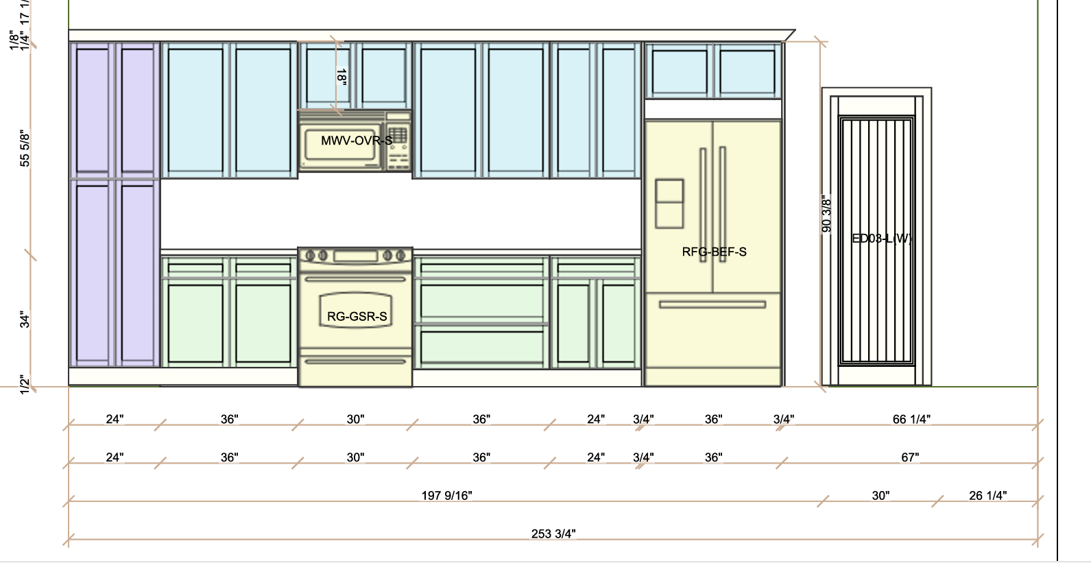 Extrohome kitchen cabinet elevation drawing